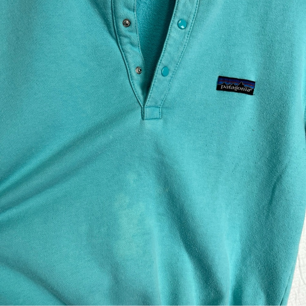 Vintage 86 Patagonia Womens 9 10 Sweatshirt Henley Snap Crew Pullover Blue Top - Picture 5 of 16